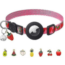 (strawberry) Cat Collar with Bells, Upgraded Safety Elastic Cat Collar with Cat Collar Holder, Anti-Lost Cat Coll
