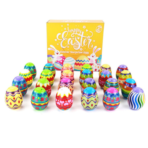 Set de jucării cu ouă de Paște – 24 de ouă decorative din plastic 2
