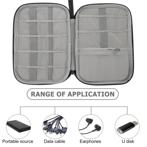 Electronics Organizer Bag for Cables and Hard Drives, MultiCompartment Travel Cable Organizer with Lanyard 2