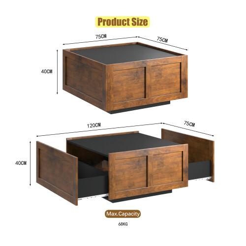 Farmhouse Coffee Table with 2 Storage Drawers 1