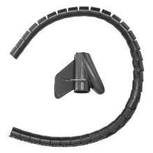 Cable Management Sleeve with Clips, Coiled Wire Organizer Tube 10m Black Split 8mm for Fast Cable Organization