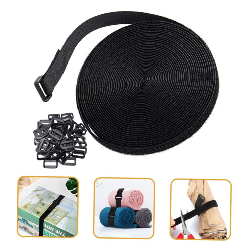 Adjustable Cable Strap with Buckle, Reusable Hook and Loop Cord Organizer for Home Office 1