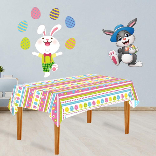Easter tablecloth rectangle 54x108 inch plastic clover print 2