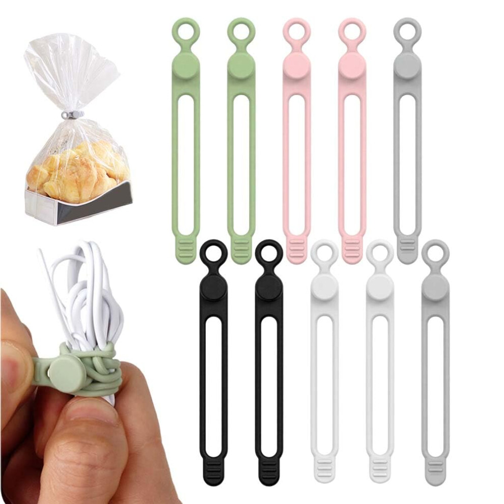 Reusable Silicone Cable Organizer For Cords, Colorful Flexible Cable Management Ties Pack Of 10 9330225819684