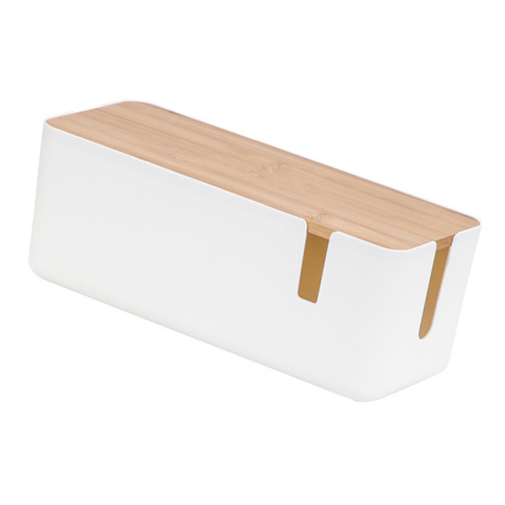 Cable Management Box With Bamboo Lid, Desk Cord Organizer For Charging Station And Cable Clutter Reduction 9330225819769