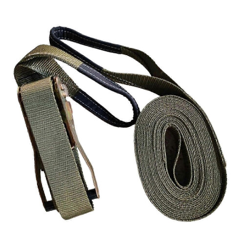 (Army Green) 36FT Slackline Kit with Hook & Ratchet Tensioner nce Training 2