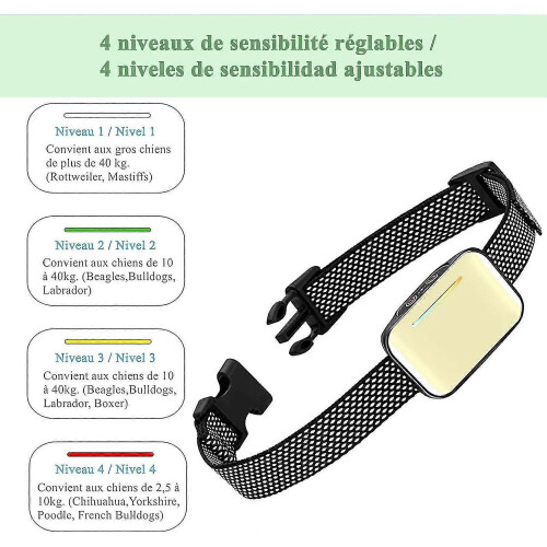 Silver automatic dog barking collar, intelligent detection module, waterproof IP67, effective vibration impact 2