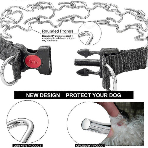 Chain Collar with Buckle Quick Release Adjustable Chrome Stainless Steel Dog Collar 22 Inch Silver No Pull with Dog Tag 1