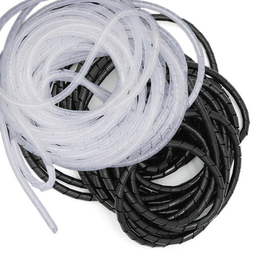 18mm White Spiral Cable Sleeve for Easy Cable Management, 4m Flexible Wire Organizer Wrap 1