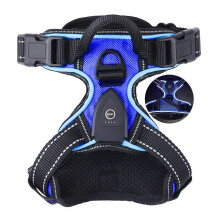 (XL, Dark Blue) Light Up Dog Harness - Rechargeable LED Dog Harness for Night Walking, Flashing for More Than 20 Hours, Oxford Cloth