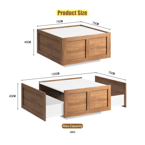 Farmhouse Coffee Table with 2 Storage Drawers 1