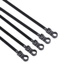 100Pcs Black Nylon Cable Ties with Screw Hole Mount 3.6x200mm, Heavy Duty Zip Ties for Professional Use
