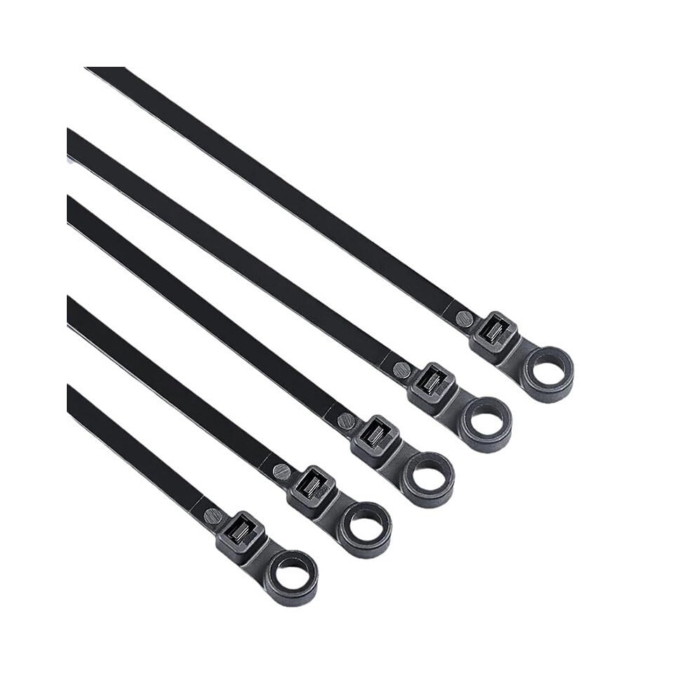 100Pcs Black Nylon Cable Ties With Screw Hole Mount 3.6X200mm, Heavy Duty Zip Ties For Professional Use 9310869824183