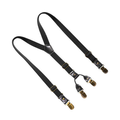 Secure Metal Clip Kids Brace Elastic Suspender Adjustable-Black