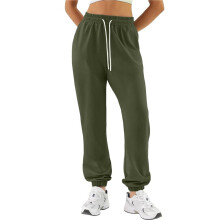 Joggingbroeken Dames Herfstmode Baggy Joggingbroeken Workout Lounge Comfortabele Hooggetailleerde Sportieve Joggingbroeken Legergroen M