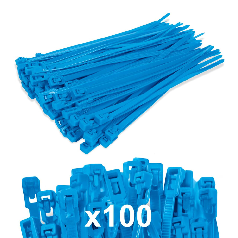 Releasable Nylon Zip Ties Blue Pack Of 100 Â Reusable Cable Ties For Colorcoded Organization 9330225820154
