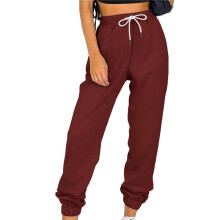 Joggingbroeken Dames Herfstmode Baggy Joggingbroeken Workout Lounge Comfortabele Hooggetailleerde Sportieve Joggingbroeken Wijn Rood S