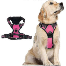 (S, rose red) Adjustable No-Pull Dog Harness with Soft Padding and Control Handle