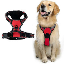 (M, red) Adjustable No-Pull Dog Harness with Soft Padding and Control Handle