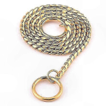 (20IN(50CM), Gold) Adjustable Dog Training Collar with Slip Chain for Small and Large Dogs Anti-Rust and Durable Black Metal Design