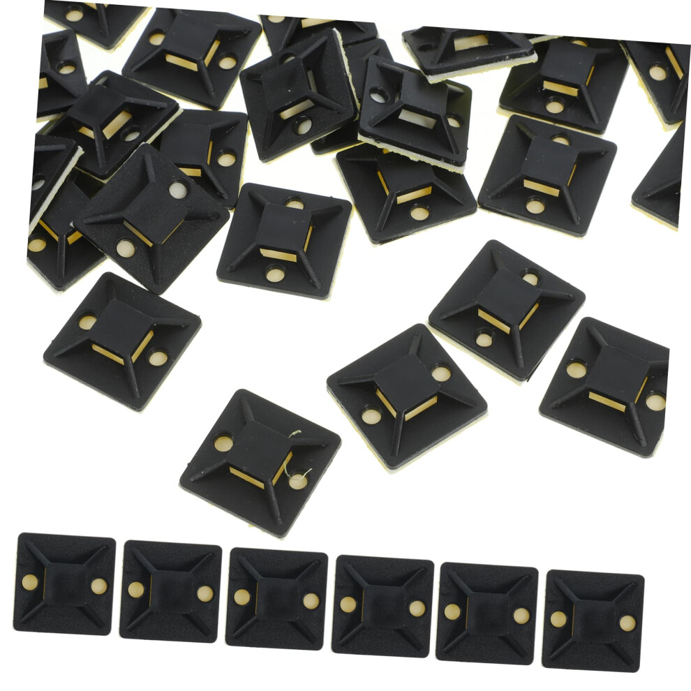100Pcs Adhesive Cable Tie Mount Base Â Black Durable Sticky Wire Fasteners For Cable Management 9330225820086