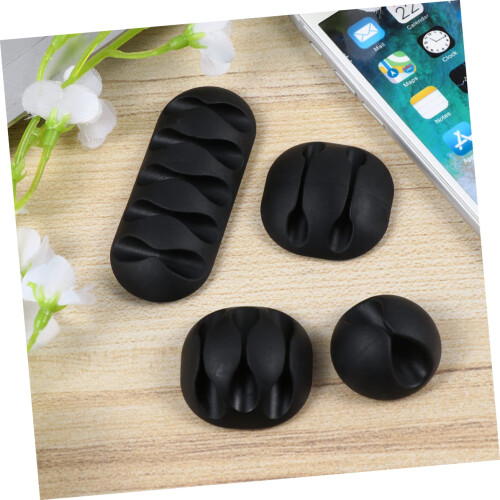 20 Pcs Compact Cable Organizer Black Wire Clip Set MultiHole Desk Holder SpaceSaving Design 1