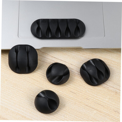 20 Pcs Compact Cable Organizer Black Wire Clip Set MultiHole Desk Holder SpaceSaving Design 2