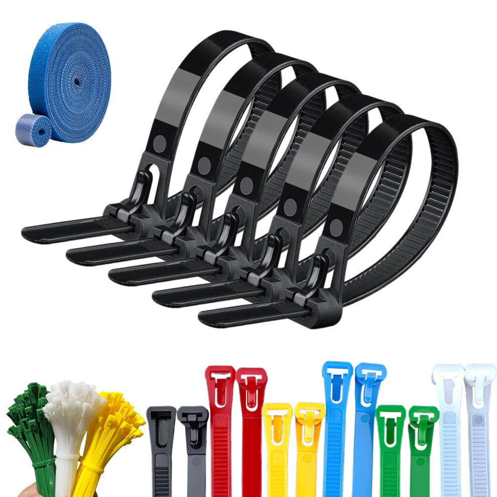 100Pcs Reusable Nylon Zip Ties 4X150mm, Adjustable Selflocking Cable Ties With Buckle For Wire Management Black 9310869824442