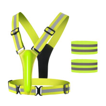 (Yellow) Adjustable LED Reflective Vest Elastic Rechargeable for Men Outdoor Pink