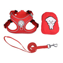 Dogs Harness and Leash Set Chest Strap Padded for Outdoor Red Small