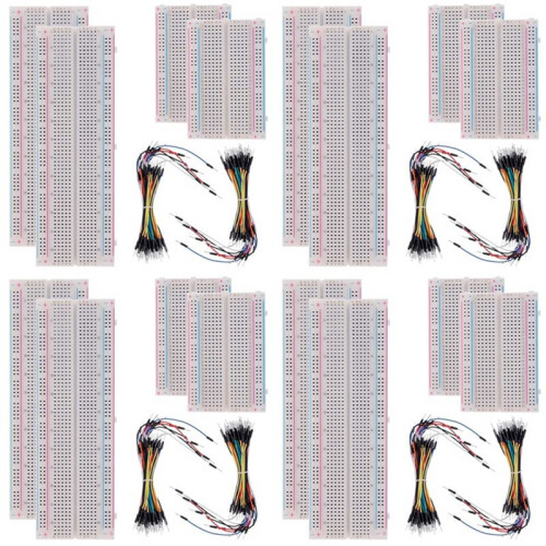 Solderless Breadboard Kit 8 Pcs 830 Tie Points + 8Pcs 400 Tie Points + 8 Set 65Pcs Flexible Breadboard Jumper Wires 1