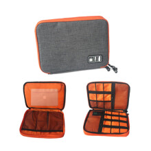 Cable Organizer Bag Grey Portable Travel Digital Accessories Pouch with Zippered Design