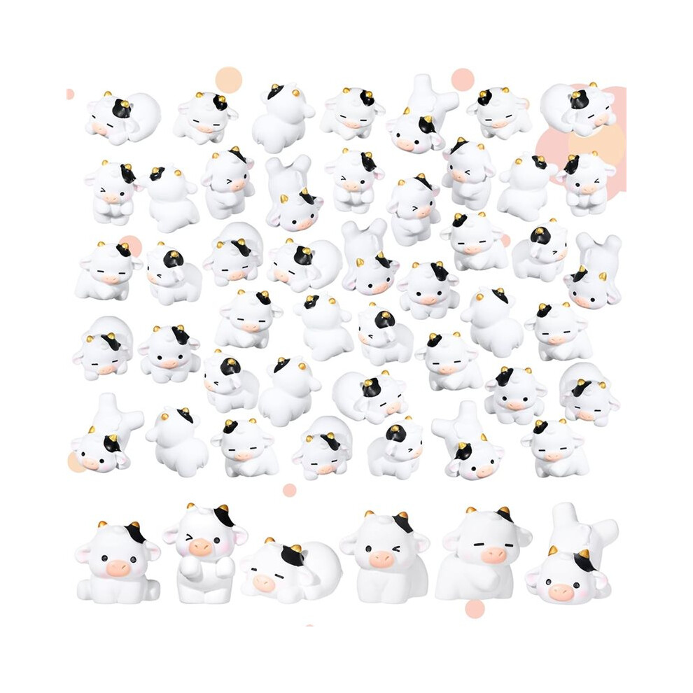 48 Pcs Cow Figurines Resin Cow Miniature Cute Tiny Animals Outdoor Moss Ornaments Garden Decor For Diy Fairy 6033017063922