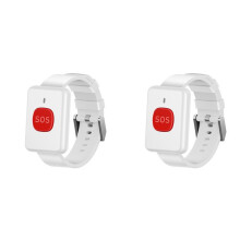 2X 433.92MHz Wrist Watch Call RF RC Transmitter Watch Call Button Wireless SOS Emergency Button for the Elderly White