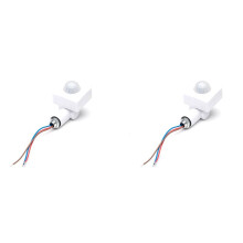 2X AC85-265V IP65 Motion Sensor Adjustable PIR Ultrathin LED Light PIR Outdoor Motion Sensor Detector,10Mm White