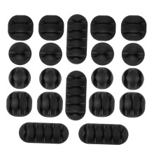 20 Pcs Compact Cable Organizer Black Wire Clip Set MultiHole Desk Holder SpaceSaving Design