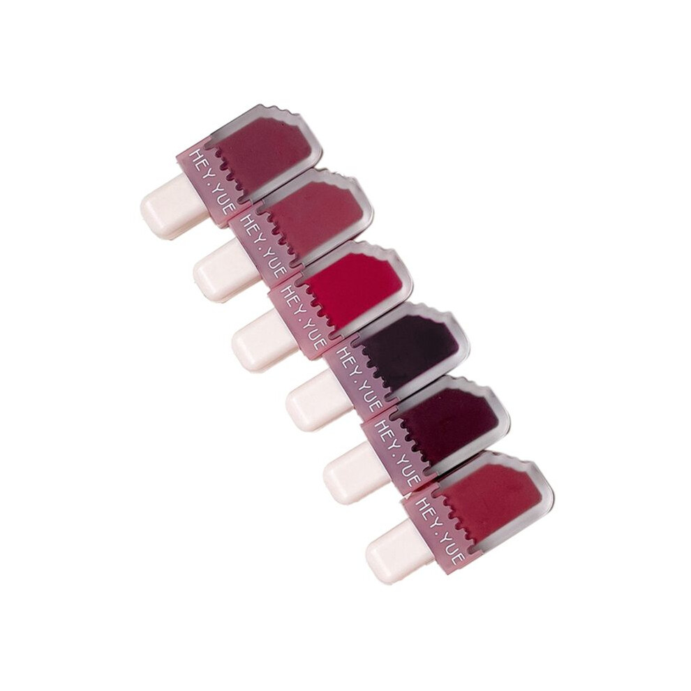 Cream 6Pcs Lip Gloss Velvet Satin Lipstick Lip Ice Lip Glaze Waterproof Long Lasting Beauty Woman Lips