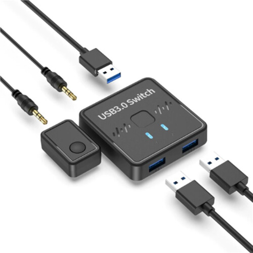 2X USB3.0 Printer Sharer  USB 3.0 Bidirectional Switcher 2 in 1 Out 2 Computers Share 1 Printer Keyboard Mouse USB 2