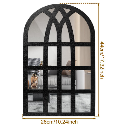 2 Pack Arched Window Mirror with Wood Frame 1