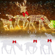 Ensemble de décorations de Noël extérieures Fankiway avec rennes lumineux