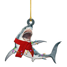 Pendentif requin en bois Federra, décoration pour sapin de Noël