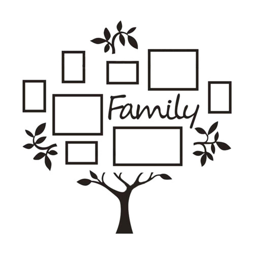 Family Tree Photo Frame Black Wall Mount 12 Slots