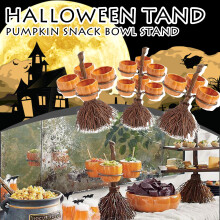Stojak na miski na przekąski w kształcie dyni na Halloween z 3 miskami