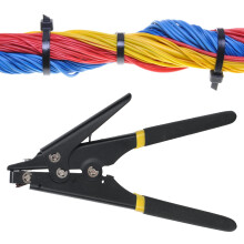 Adjustable Nylon Cable Tie Tool with Cutting and Fastening Function, Ergonomic Grip, Black