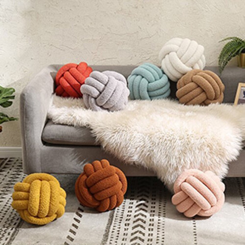 Limei Soft Knot Ball Pillow Round Plush Cushion 1 Pack 2