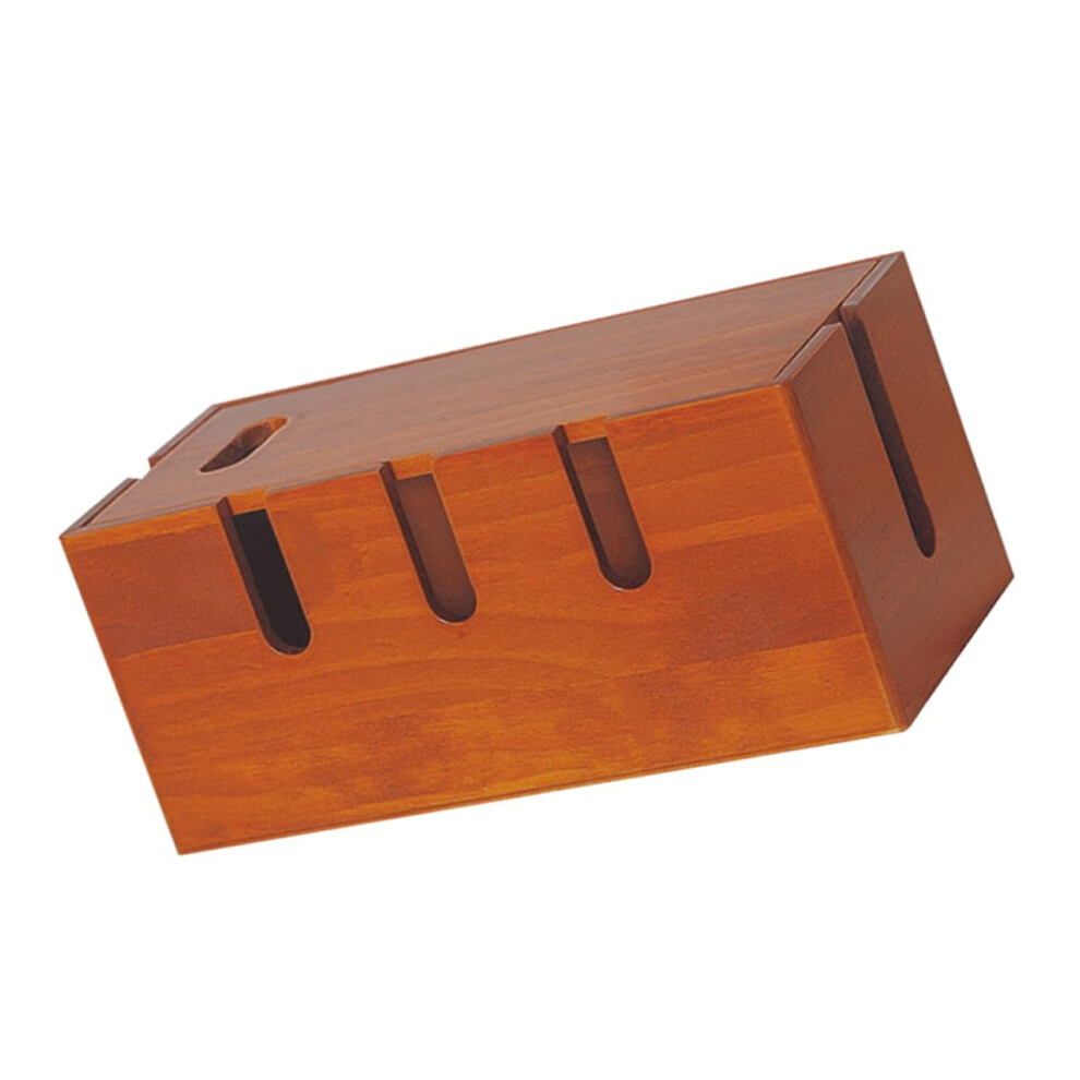 Wooden Cable Management Box With Lid, Vintage Cord Organizer For Desk And Office Cable Concealment 9310869824725