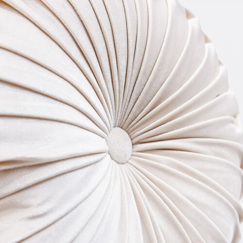 Round Floor Pillow Solid Color Pleated 38x10cm 1