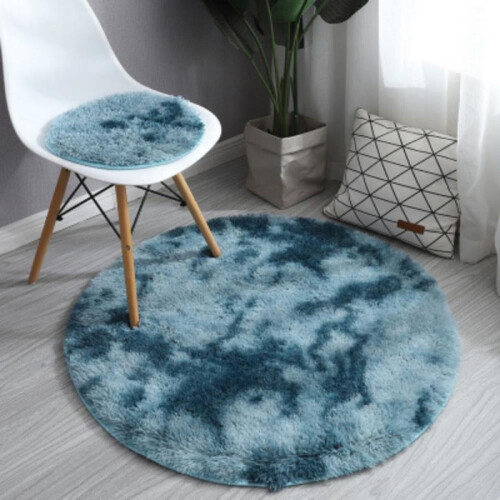 Round fluffy soft area rug for kids grey 4 ft 2
