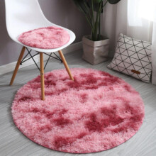 Princess castle area rug fluffy round shaggy 48 in