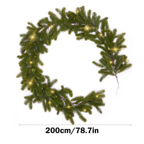 Weihnachtsgirlande mit Lichterkette, 1,99 m 2